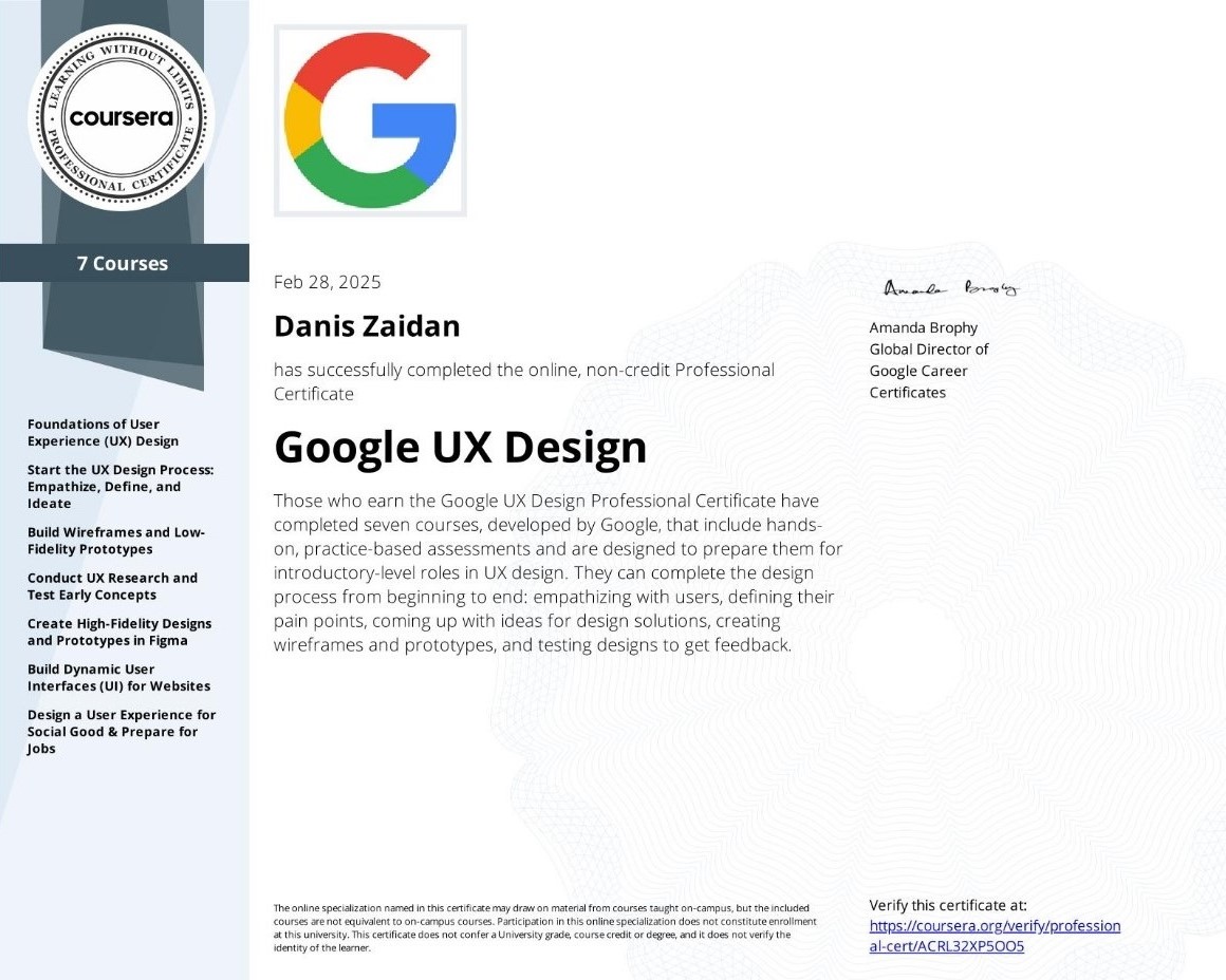 Google UX Design certificate
