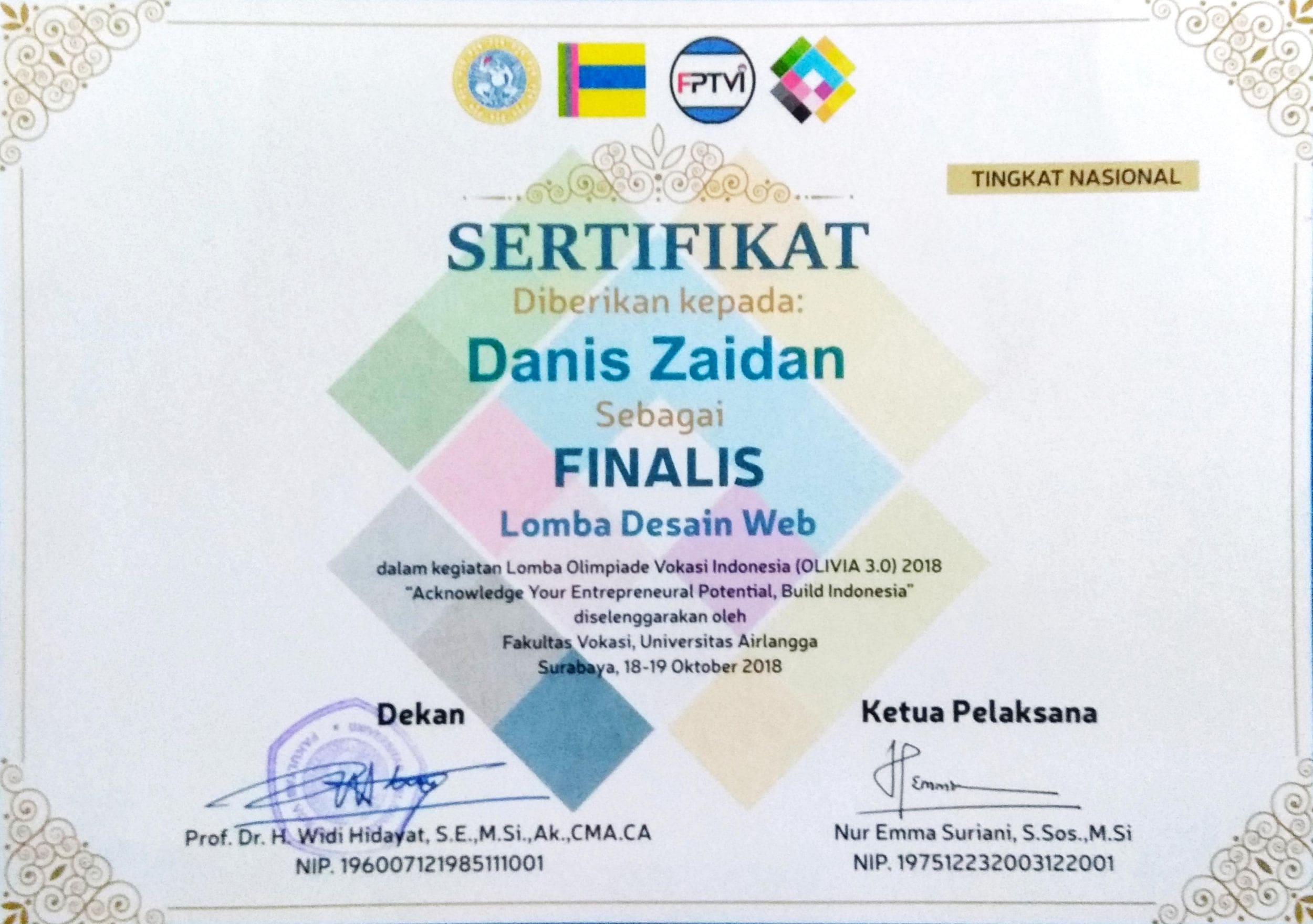 4th Place · Web Design certificate