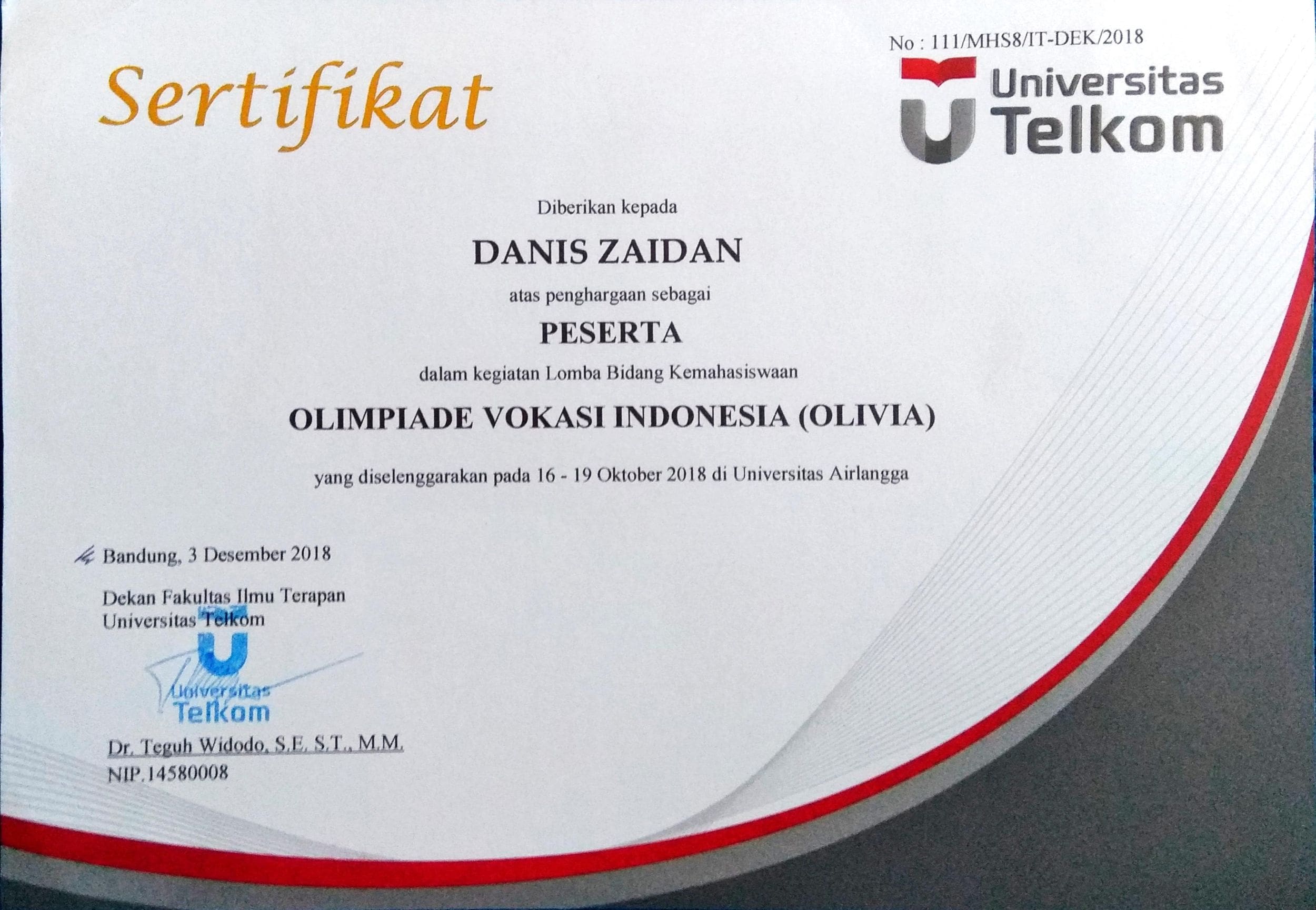 Participant · OLIVIA certificate